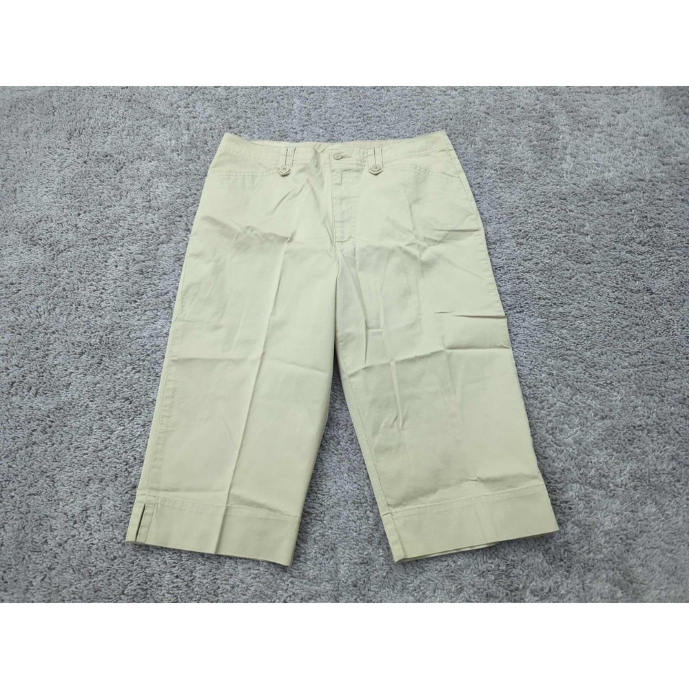 White Stag Pants‎ Womens 12 Beige High Rise Wide Leg Capri Stretch Casual